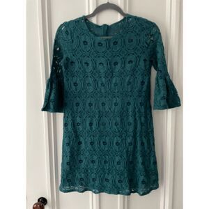 BB Dakota teal green lace/eyelet long sleeve dress XS